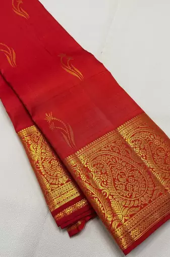 Red color art silk blend sarees with blouse