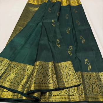 Green color art silk blend sarees with blouse 1