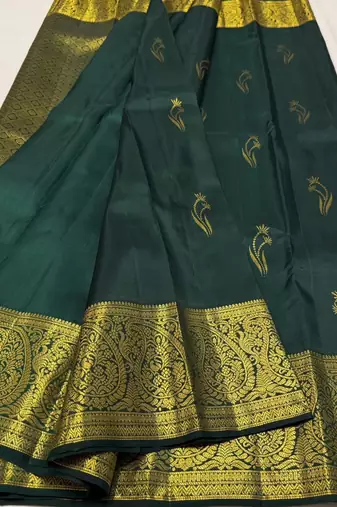 Green color art silk blend sarees with blouse