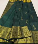 Green color art silk blend sarees with blouse