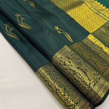 Green color art silk blend sarees with blouse 2