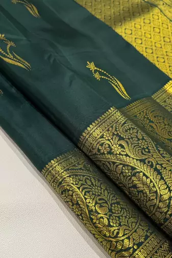Green color art silk blend sarees with blouse