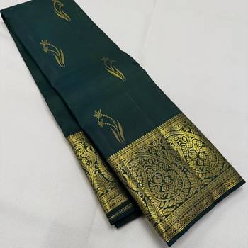 Green color art silk blend sarees with blouse 3