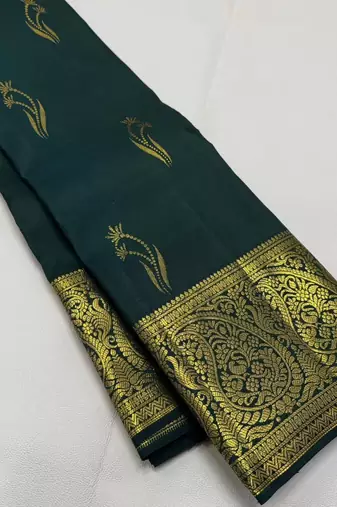Green color art silk blend sarees with blouse