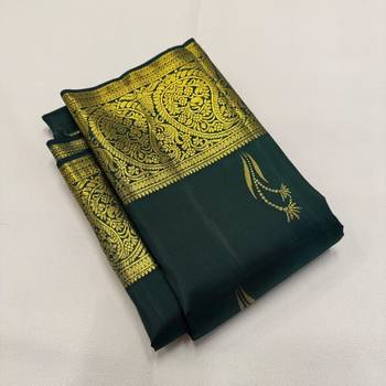 Green color art silk blend sarees with blouse 4