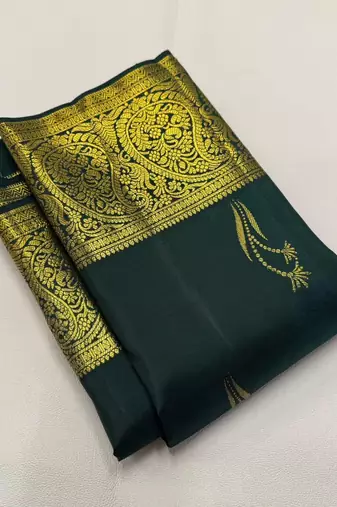 Green color art silk blend sarees with blouse