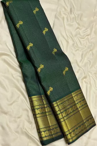 Green color art silk blend sarees with blouse