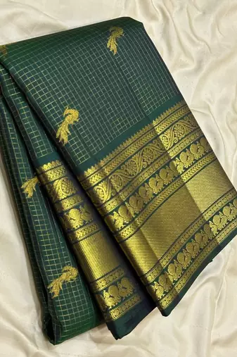 Green color art silk blend sarees with blouse