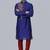 Royal blue embroidered dupion silk kurta set
