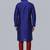 Royal blue embroidered dupion silk kurta set