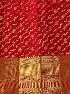Red color art silk blend sarees with blouse 2