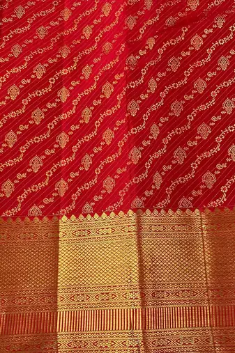 Red color art silk blend sarees with blouse