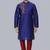 Royal blue embroidered dupion silk kurta set