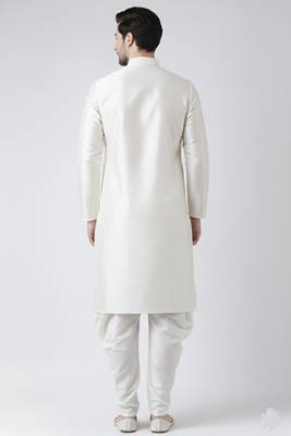 White embroidered dupion silk kurta set 2