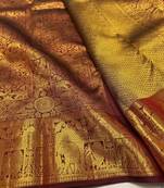 Maroon color art silk blend sarees with blouse