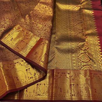 Maroon color art silk blend sarees with blouse 2