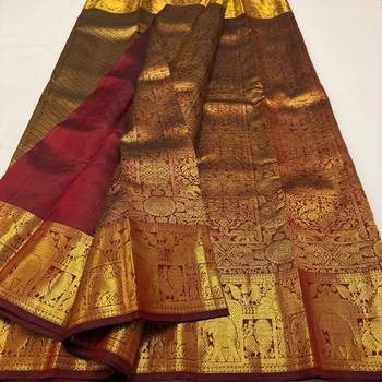 Maroon color art silk blend sarees with blouse 3