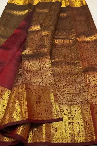 Maroon color art silk blend sarees with blouse
