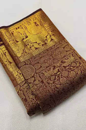 Maroon color art silk blend sarees with blouse