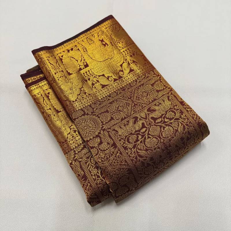 Maroon color art silk blend sarees with blouse