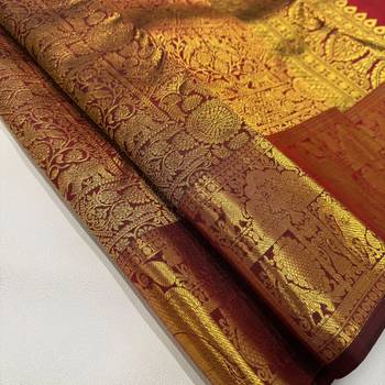 Maroon color art silk blend sarees with blouse 5
