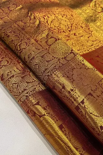 Maroon color art silk blend sarees with blouse