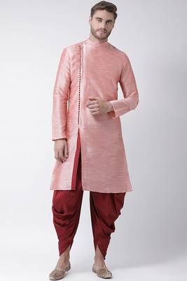 Peach dupion silk kurta set 1