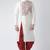 White embroidered dupion silk kurta set