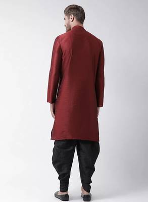 Maroon embroidered dupion silk kurta set 2