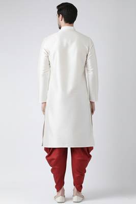 White embroidered dupion silk kurta set 2