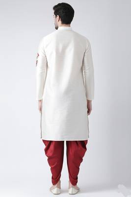 White embroidered dupion silk kurta set 2