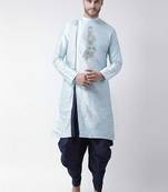 Light blue embroidered dupion silk kurta set