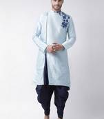 Light blue embroidered dupion silk kurta set