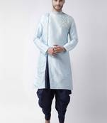 Light blue embroidered dupion silk kurta set