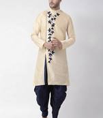 Almond embroidered dupion silk kurta set