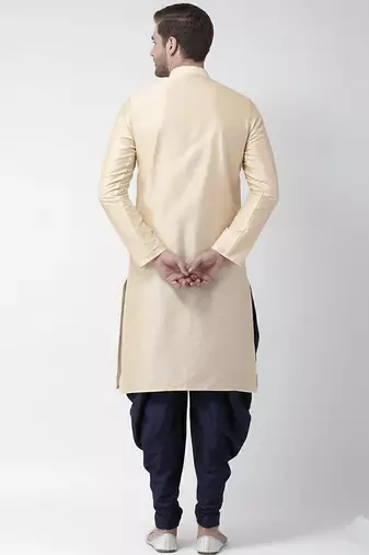 Almond embroidered dupion silk kurta set