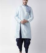Light blue embroidered dupion silk kurta set