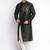 Black embroidered dupion silk kurta set