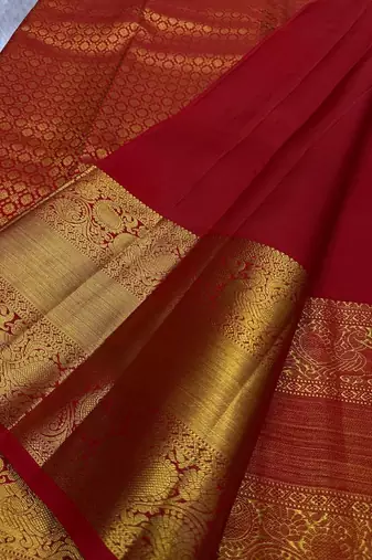 Red color art silk blend sarees with blouse