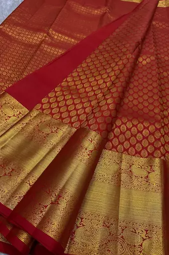 Red color art silk blend sarees with blouse