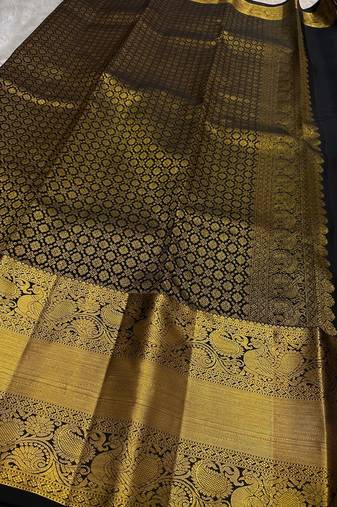 Black color art silk blend sarees with blouse