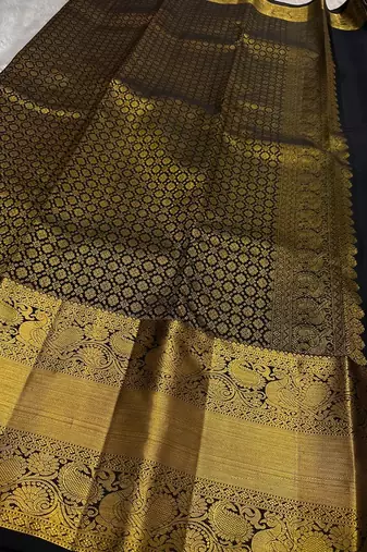 Black color art silk blend sarees with blouse