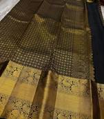 Black color art silk blend sarees with blouse