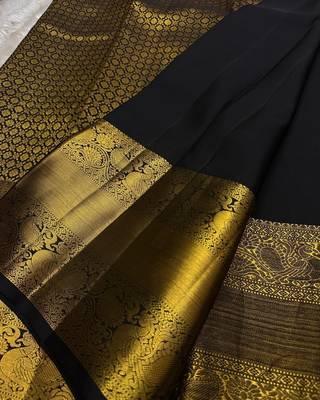 Black color art silk blend sarees with blouse 3