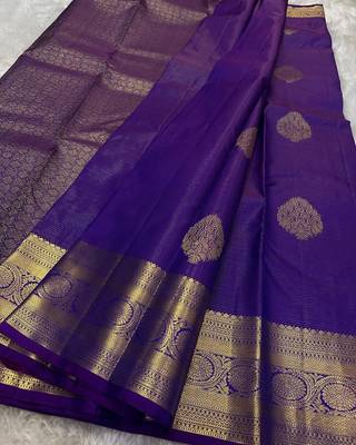 Royal Blue color art silk blend sarees with blouse 1