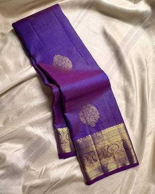Royal Blue color art silk blend sarees with blouse 4