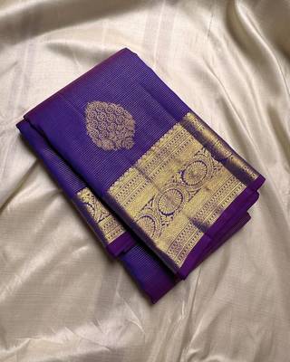 Royal Blue color art silk blend sarees with blouse 5
