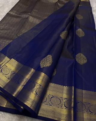  Blue color art silk blend sarees with blouse 1