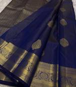  Blue color art silk blend sarees with blouse