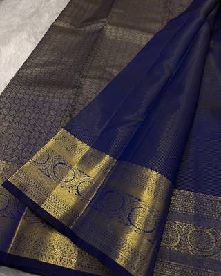  Blue color art silk blend sarees with blouse 2